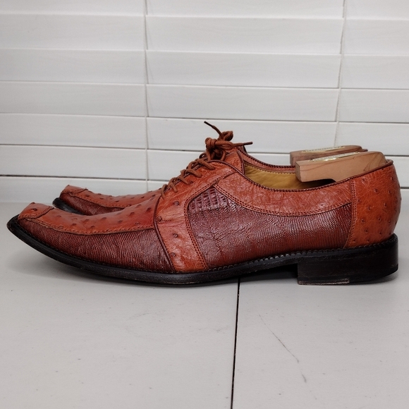 Los Altos Boots Lizard Ostrich Leather Office Business Oxford Dress Shoes Sz 11 - Picture 4 of 13